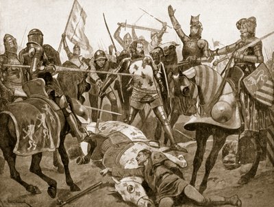 La bataille de Poitiers, 19 septembre 1356, illustration de Hutchinson